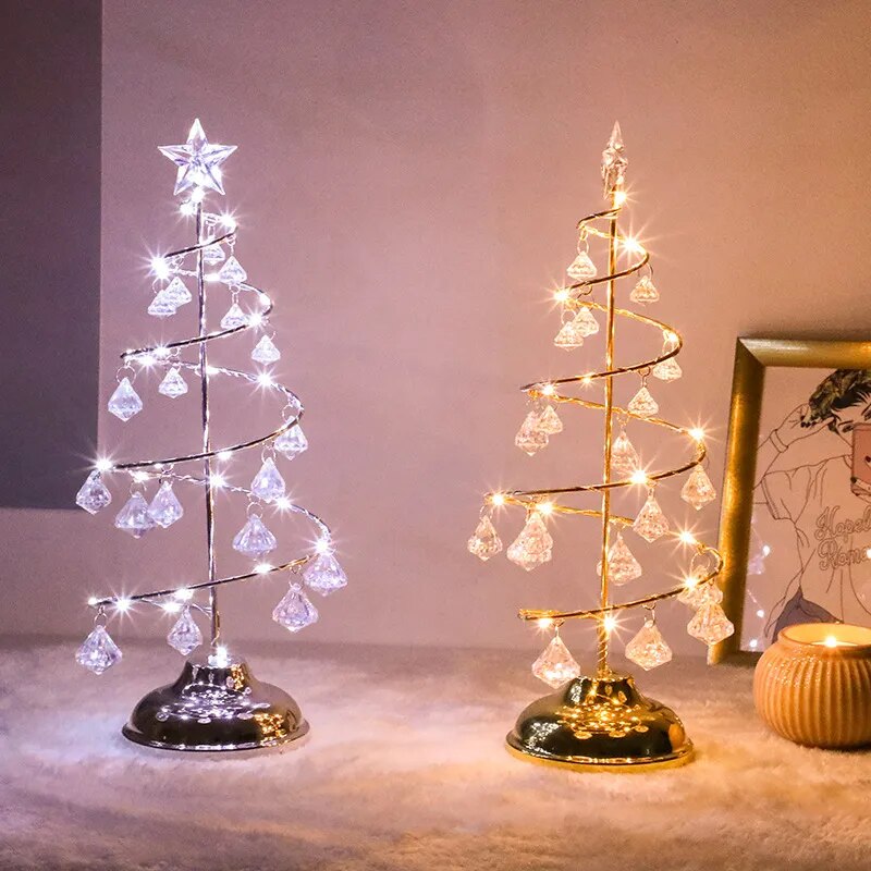 Gold Silver LED String Christmas Tree Table Lamp