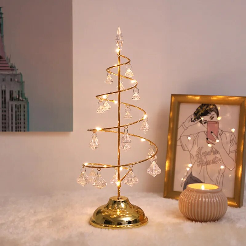 Gold Silver LED String Christmas Tree Table Lamp