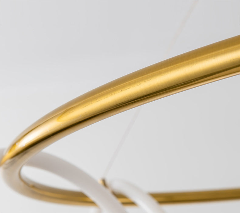 Modern Golden Led Chandelier Shiny Line