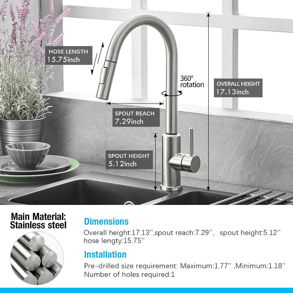 Sensor Kitchen Faucet Stainless Steel With Pull-Out Faucet