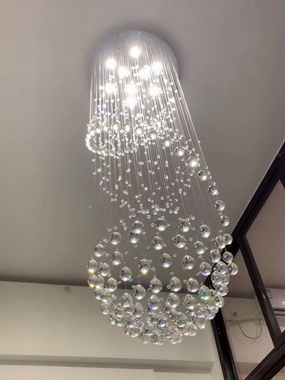 Modern Spiral LED Crystal Chandelier - Fixture for Staircase