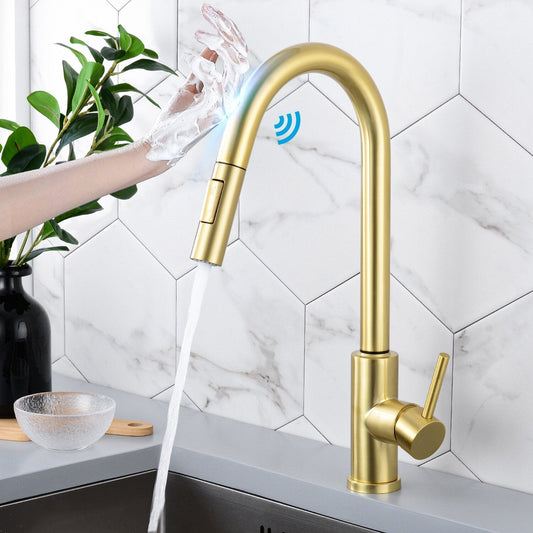 Sensor Kitchen Faucet Stainless Steel With Pull-Out Faucet