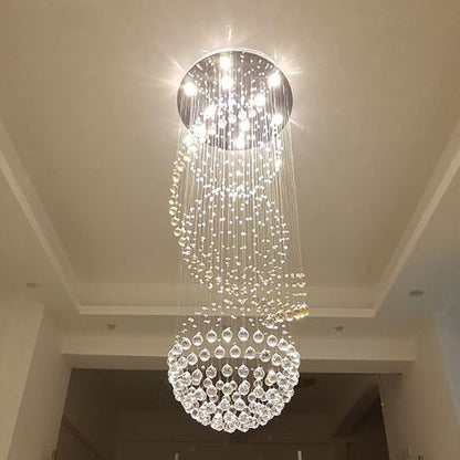 Modern Spiral LED Crystal Chandelier - Fixture for Staircase