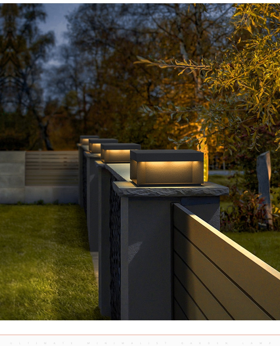 Solar LED Garden Light Outdoor Column Head Light Waterproof Street Light Fence Cap