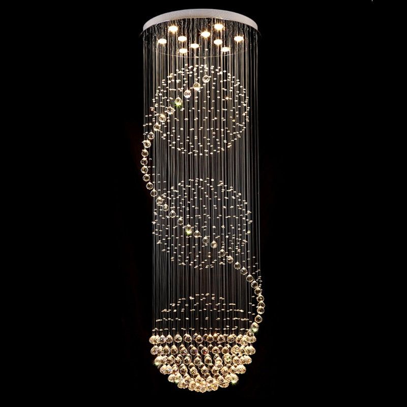 Modern Spiral LED Crystal Chandelier - Fixture for Staircase