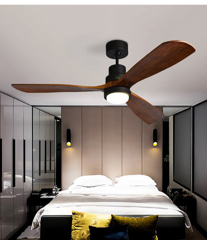 Wooden Modern LED Chandelier With Ceiling Fan