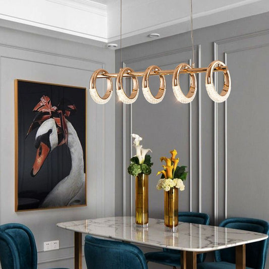 Postmodern Nordic Luxury Golden Ring Iron Chandelier