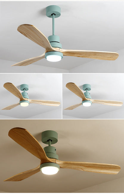 Wooden Modern LED Chandelier With Ceiling Fan