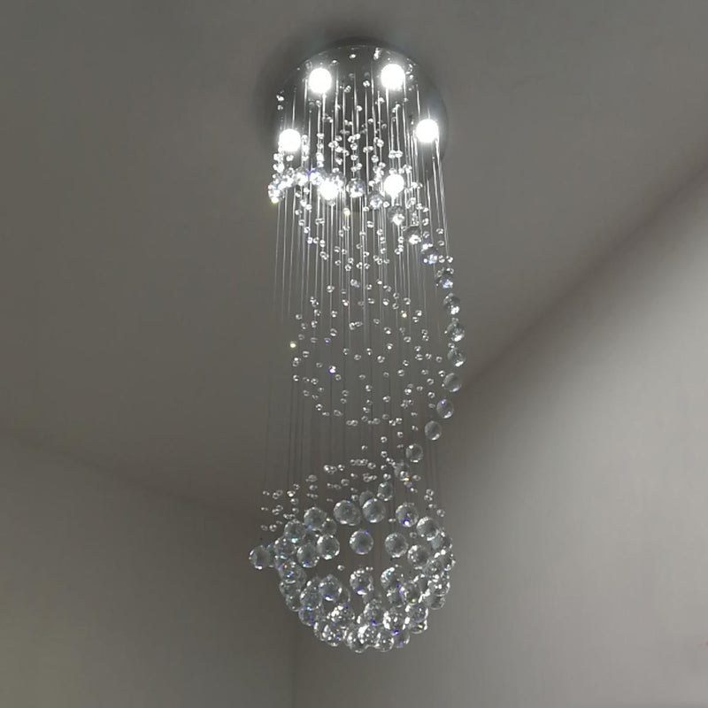 Modern Spiral LED Crystal Chandelier - Fixture for Staircase