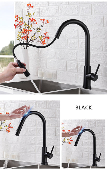 Sensor Kitchen Faucet Stainless Steel With Pull-Out Faucet