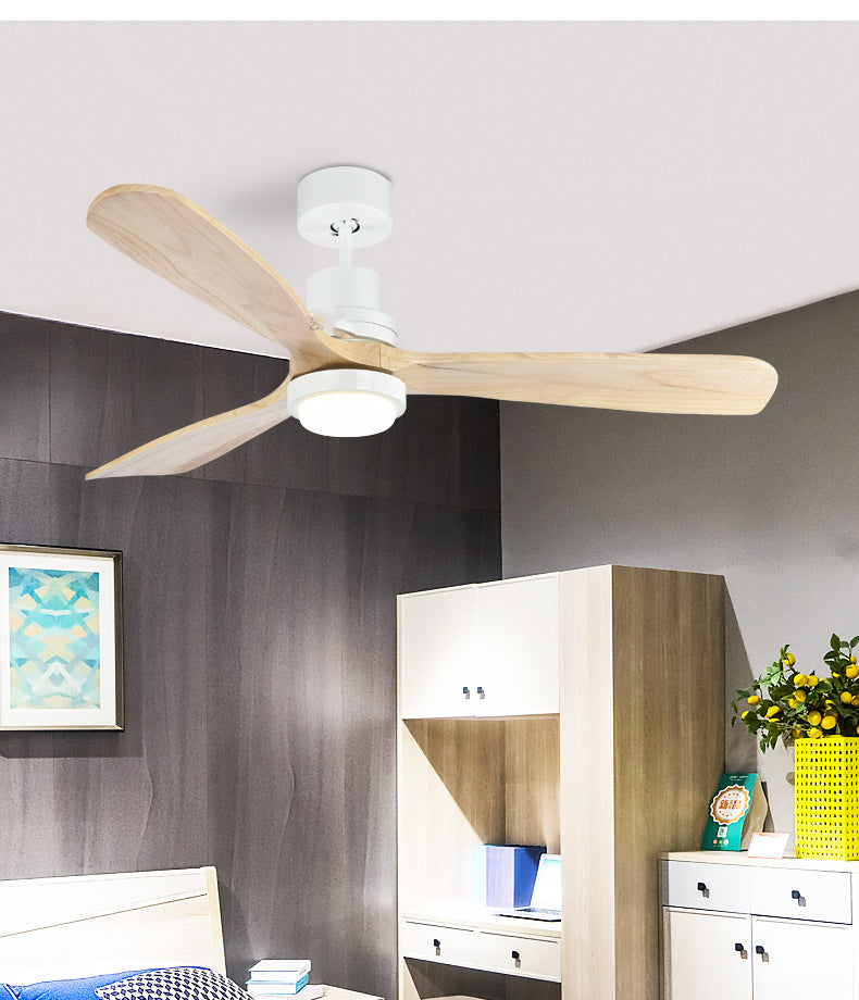 Wooden Modern LED Chandelier With Ceiling Fan
