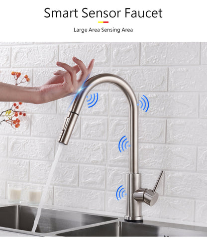 Sensor Kitchen Faucet Stainless Steel With Pull-Out Faucet