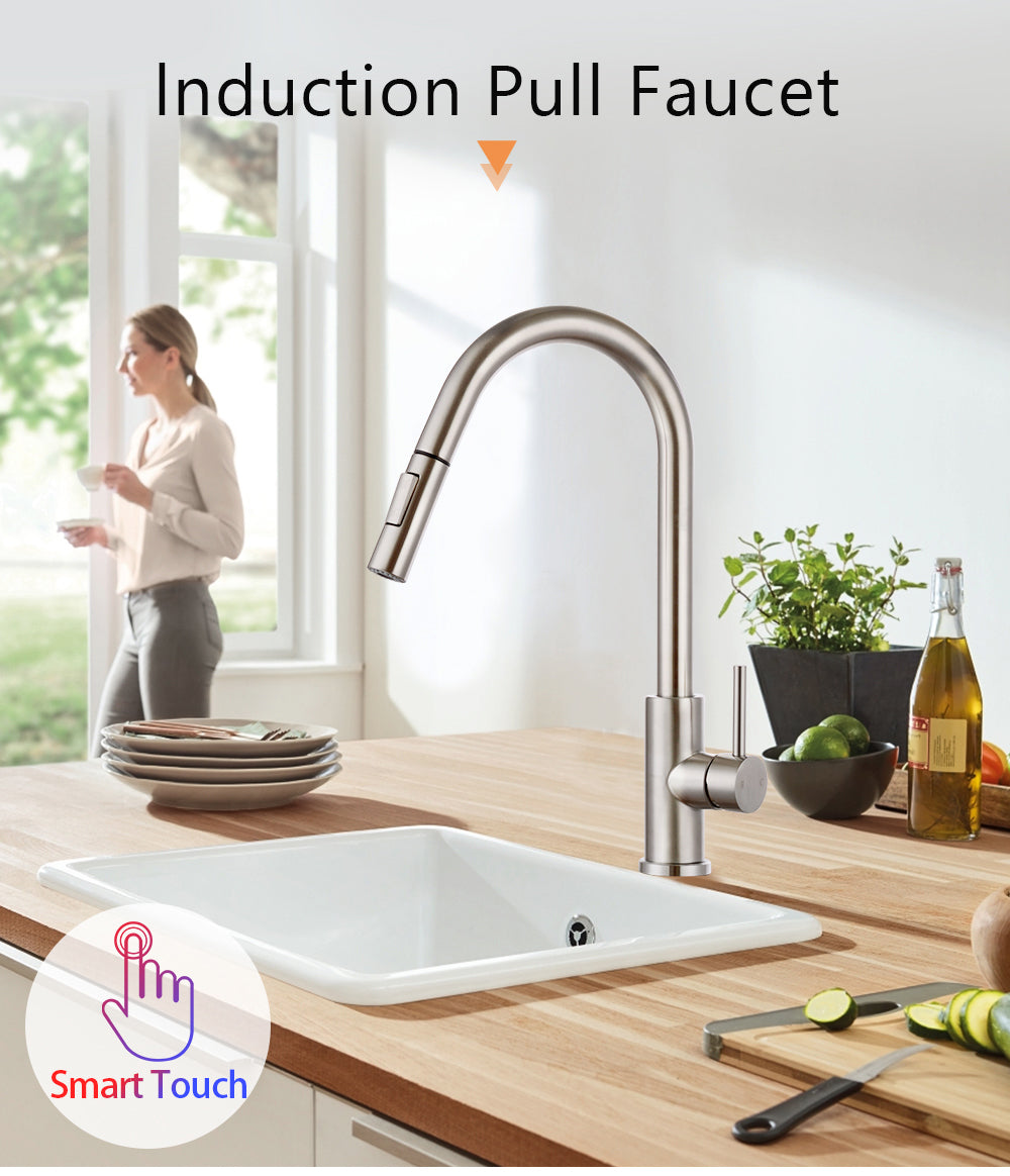 Sensor Kitchen Faucet Stainless Steel With Pull-Out Faucet