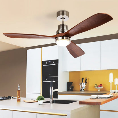 Wooden Modern LED Chandelier With Ceiling Fan