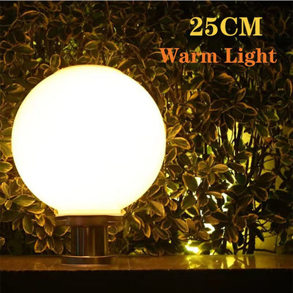LED Round Ball Stainless Steel Solar Powered Lamp Outdoor IP65 Waterproof