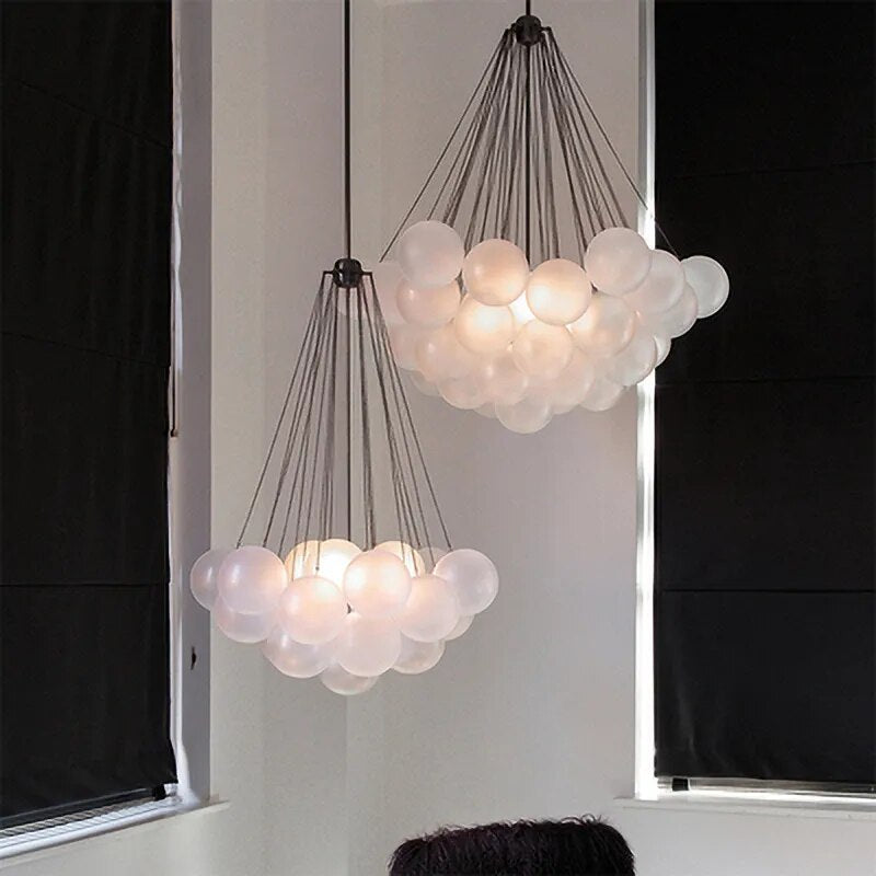 Bubble Glass Chandelier Frosted Glass