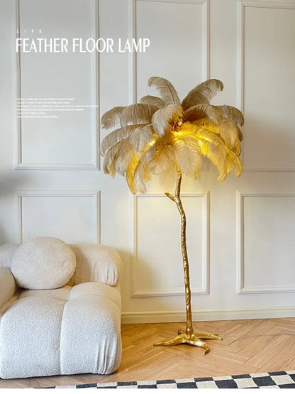 Luxury Nordic Ostrich Feather LED Floor Lamp