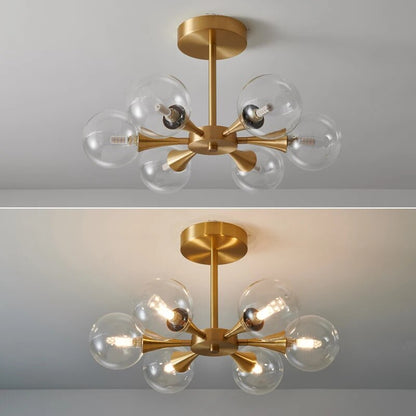 Modern Copper Glass Ball Ceiling Pendant Flush Mount Lamp