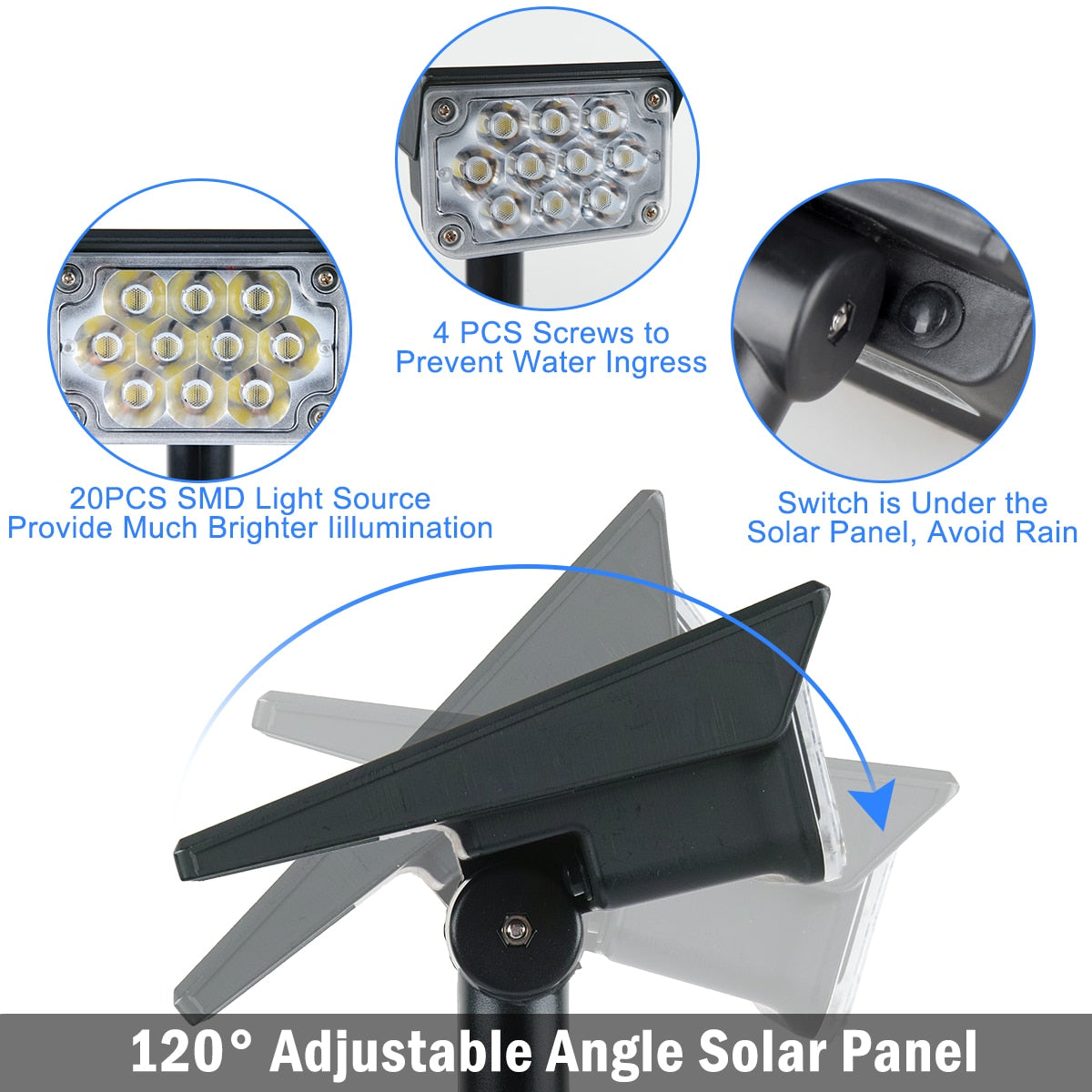 Solar Power Landscape Spotlights Garden Light outdoor IP65 Spotlight