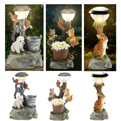 Solar LED Light Animals Decorative Figurine With Light Outdoor Garden Lawn