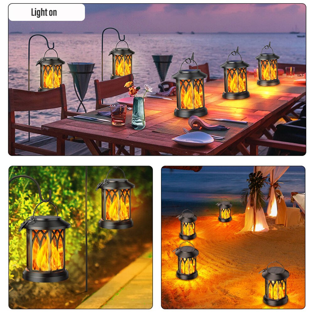 LED Solar Energy Flame Simulation Lamp with Clip Waterproof