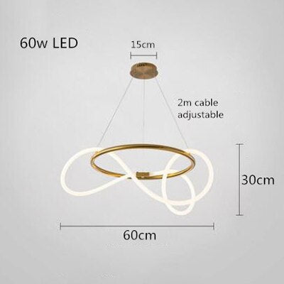 Modern Golden Led Chandelier Shiny Line