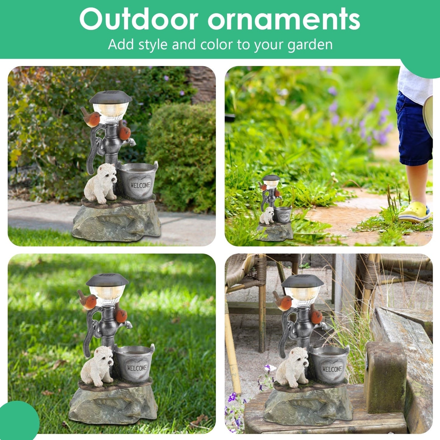 Solar LED Light Animals Decorative Figurine With Light Outdoor Garden Lawn