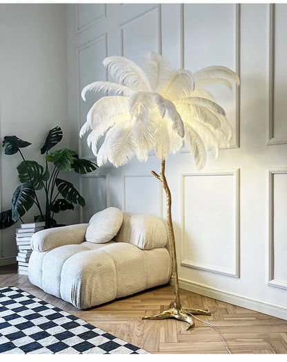Luxury Nordic Ostrich Feather LED Floor Lamp
