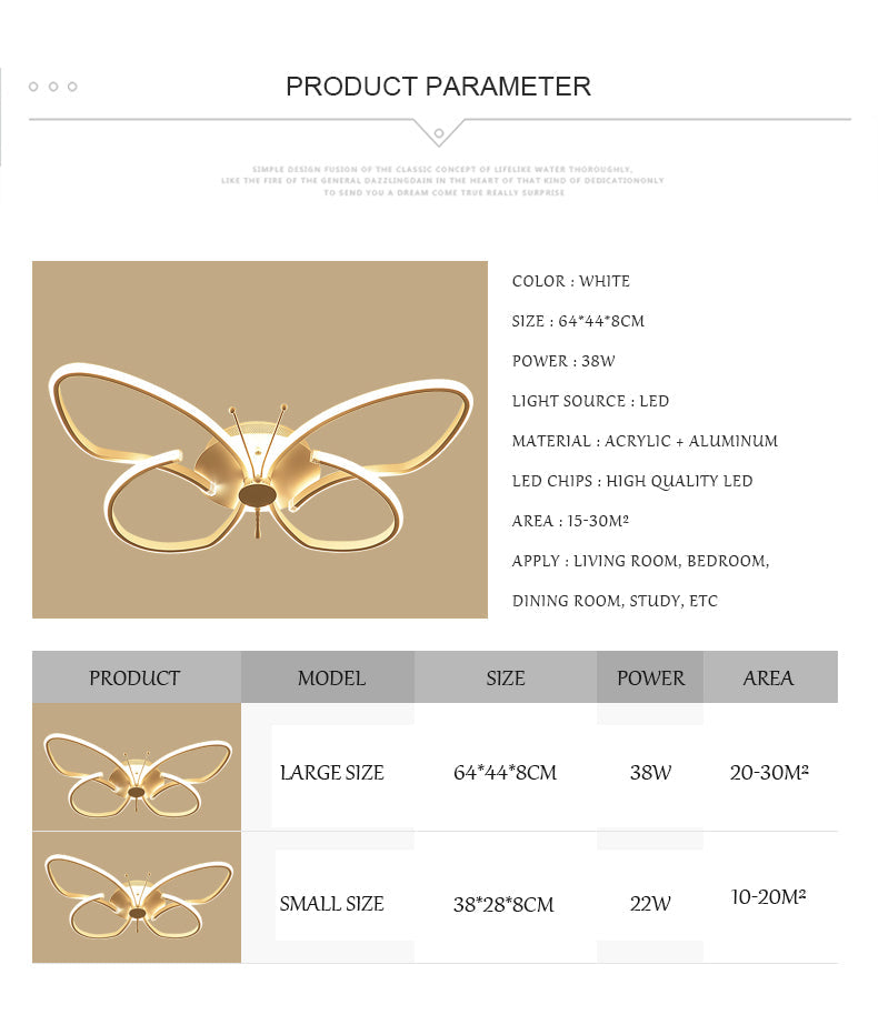 Modern LED Butterfly LED Ceiling Lamp Dimmable