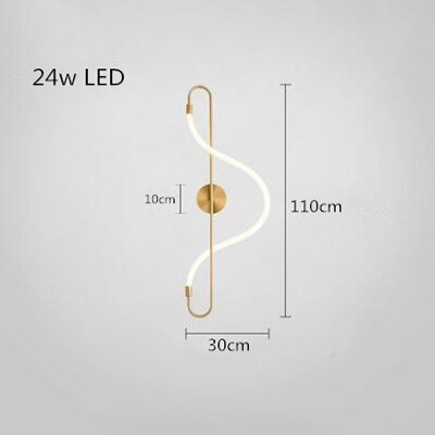 Modern Golden Led Chandelier Shiny Line