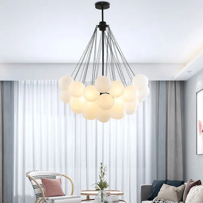 Bubble Glass Chandelier Frosted Glass