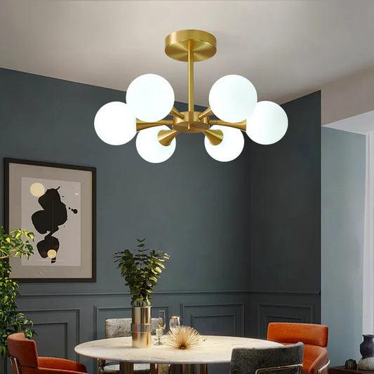 Modern Copper Glass Ball Ceiling Pendant Flush Mount Lamp