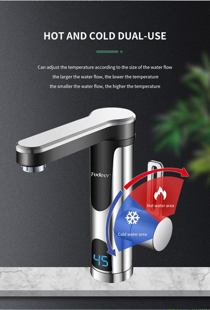 Instant Water Heater Faucet for Basin Tap 220V 3400W Tankless LCD Display