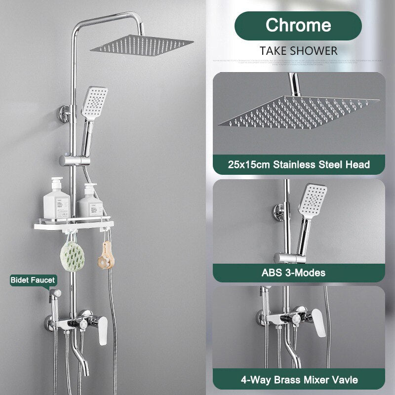 Thermostatic Digital Display Rain Shower Faucet Bidet Faucet Spout Faucet Bathroom Faucet Set