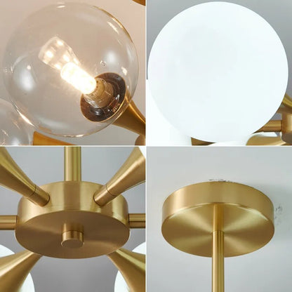 Modern Copper Glass Ball Ceiling Pendant Flush Mount Lamp