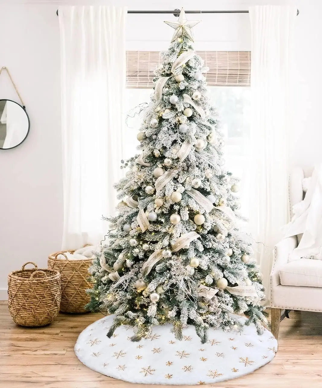Christmas Tree Skirt White Snowflake 78/90/122 CM