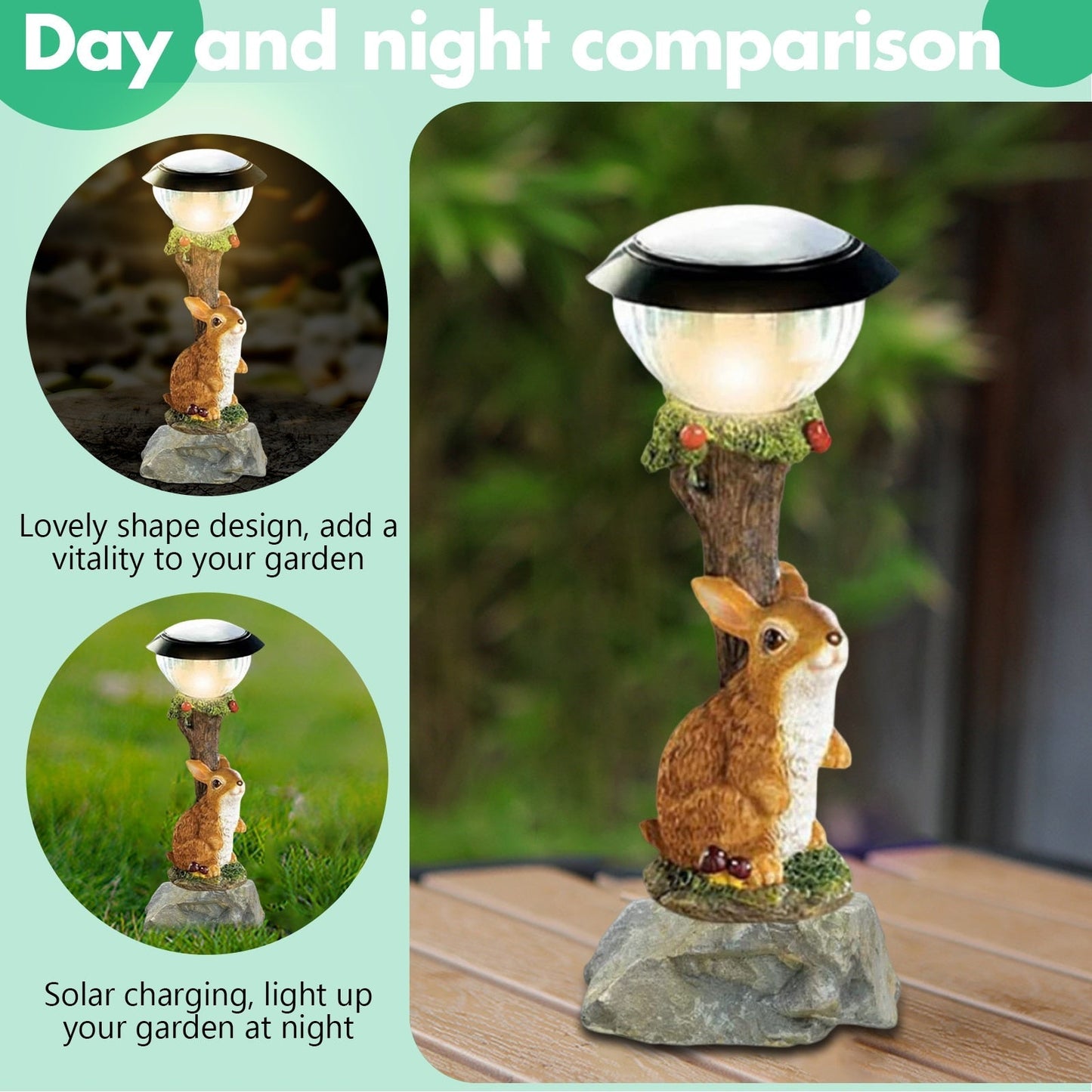 Solar LED Light Animals Decorative Figurine With Light Outdoor Garden Lawn