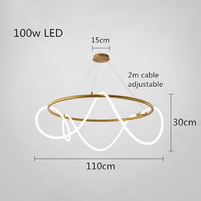 Modern Golden Led Chandelier Shiny Line