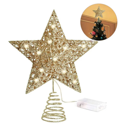 Gold Glitter Christmas Tree Topper Iron Star