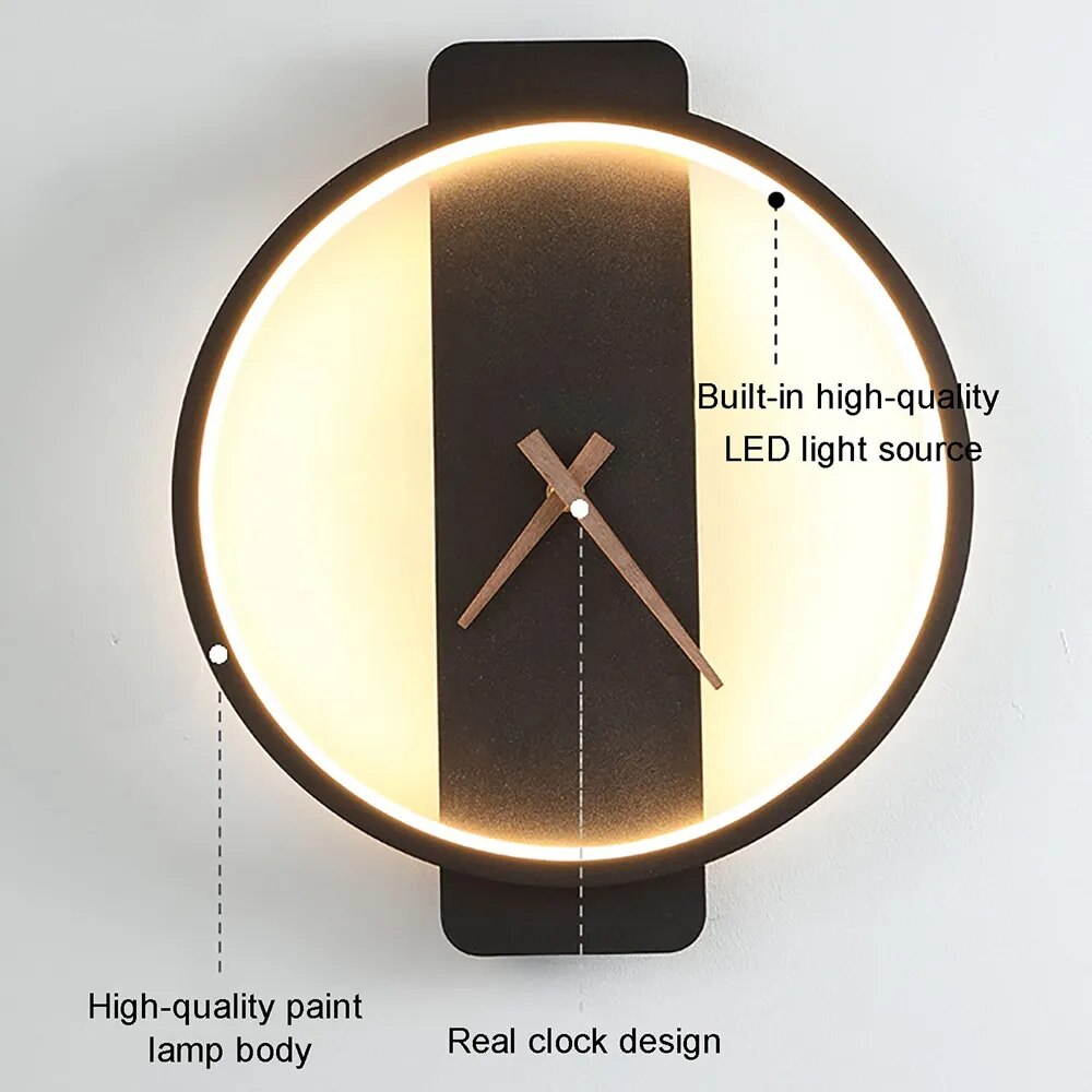 LED Clock Wall Lamp