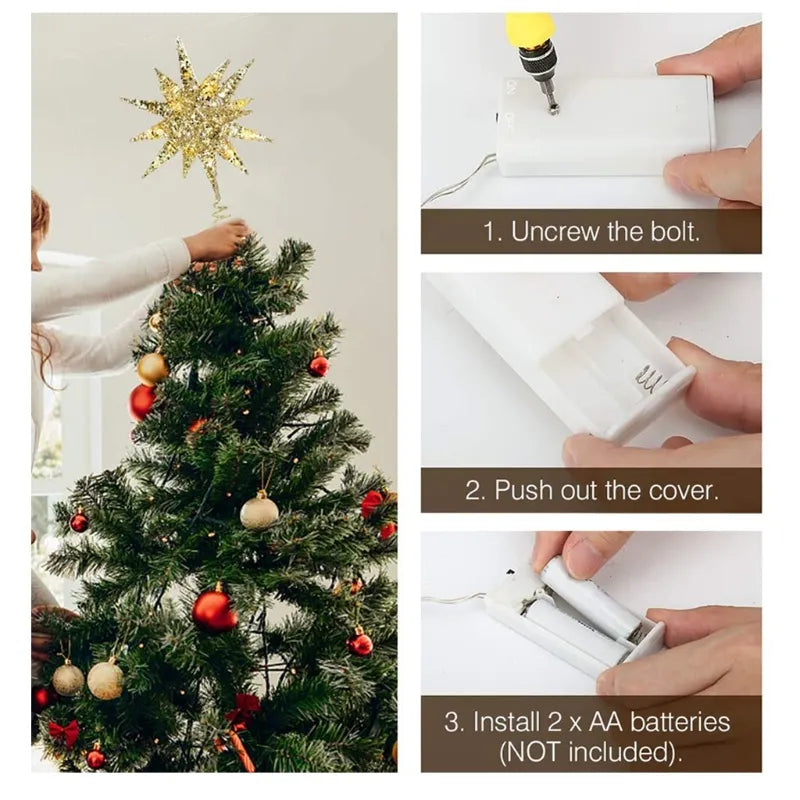 Christmas Tree Topper LED Star Tree Topper Battery Operated