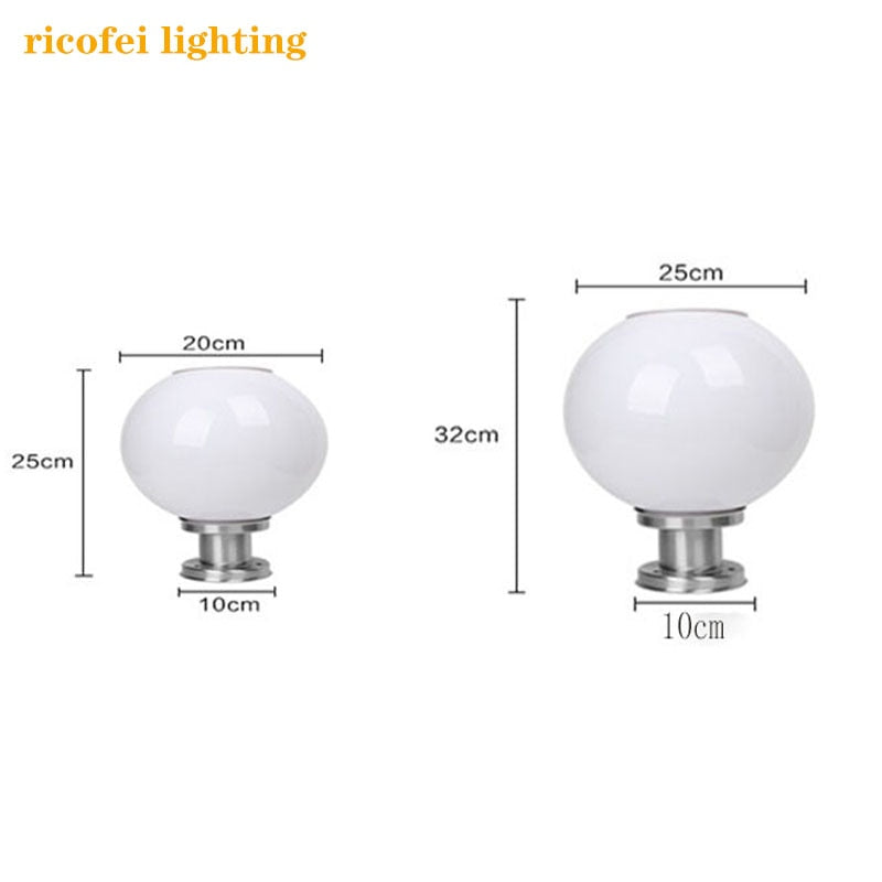 LED Round Ball Stainless Steel Solar Powered Lamp Outdoor IP65 Waterproof