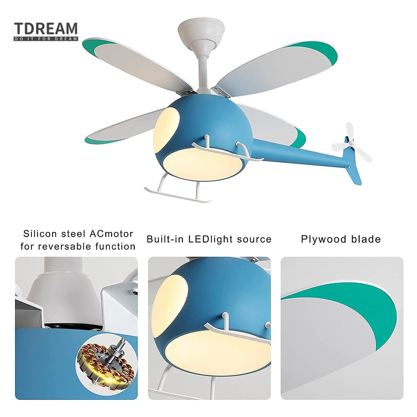 Children's Room Airplane Ceiling Fan Lights