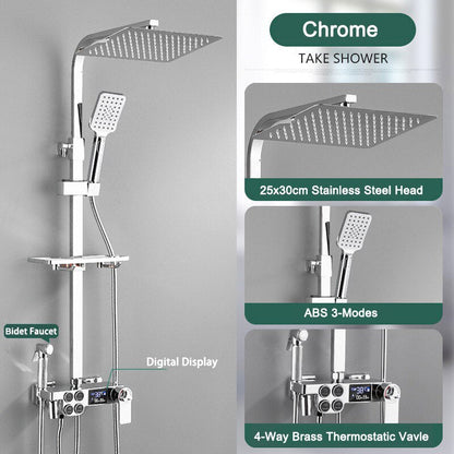 Thermostatic Digital Display Rain Shower Faucet Bidet Faucet Spout Faucet Bathroom Faucet Set