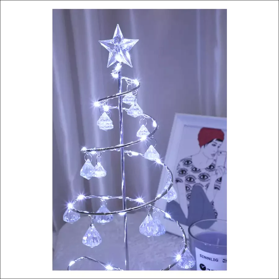 Gold Silver LED String Christmas Tree Table Lamp