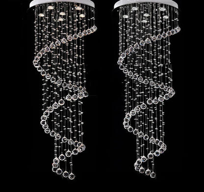 Modern LED Double Spiral Crystal Chandelier