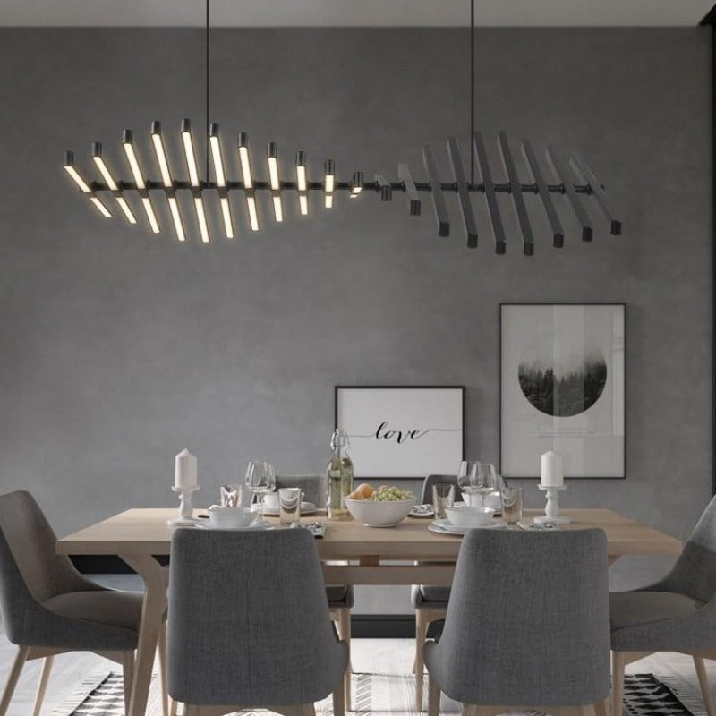Modern LED Chandelier Lighting - Black/White Office Pendant