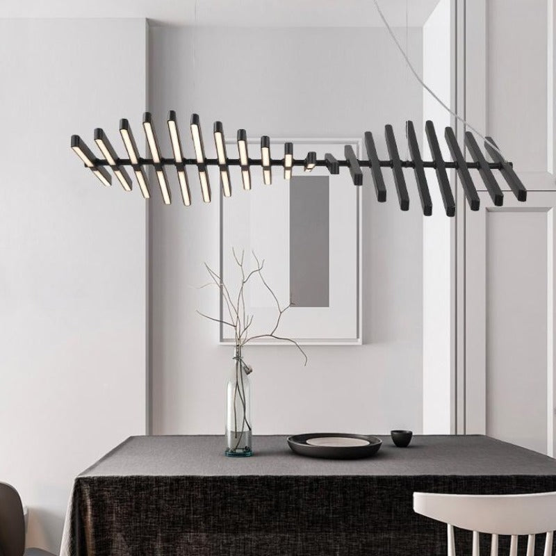 Modern LED Chandelier Lighting - Black/White Office Pendant
