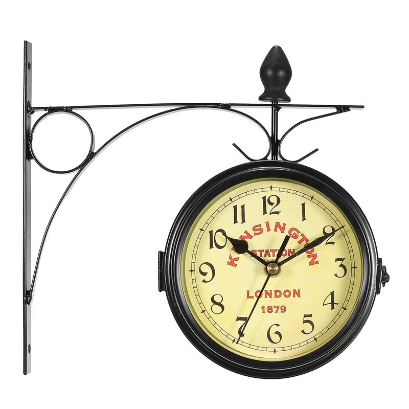 Double Sided Antique Metal Wall Clock