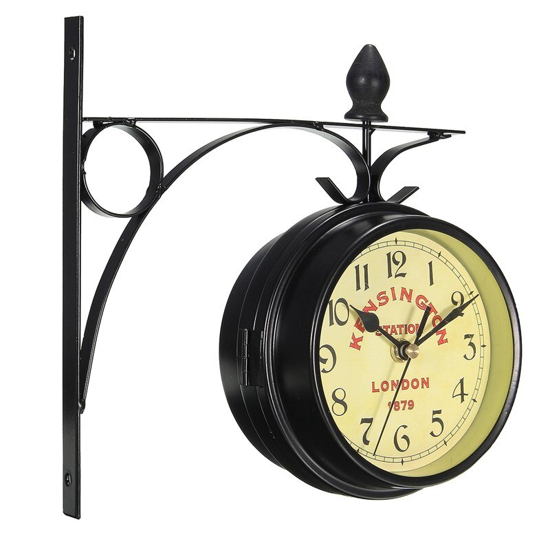 Double Sided Antique Metal Wall Clock